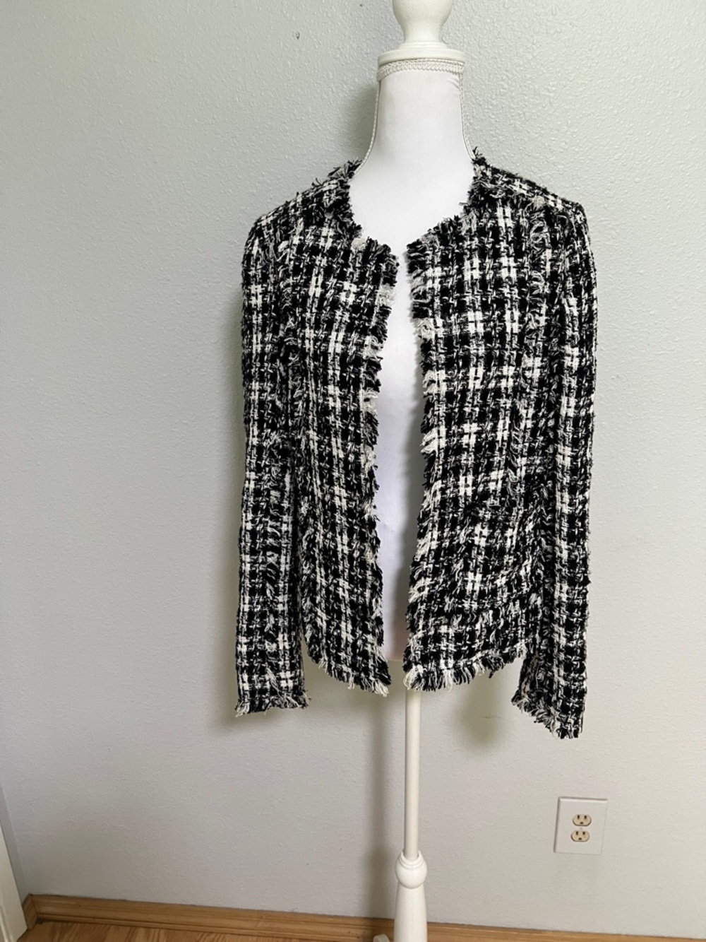 Truth and Pride Black & White Plaid Tweed Jacket – Size M
